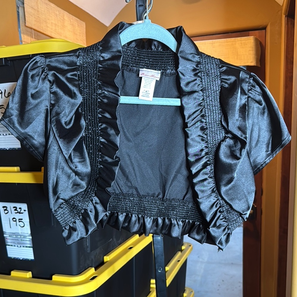 Fashion Magazine Black Satin Bolero Jacket Size Medium